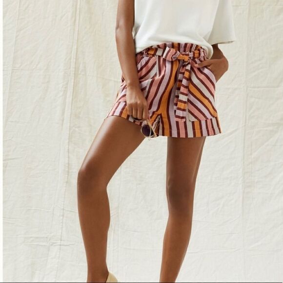 Anthropologie Belted Stripe Shorts | Size: Small | Color: Red Motif - Picture 5 of 7